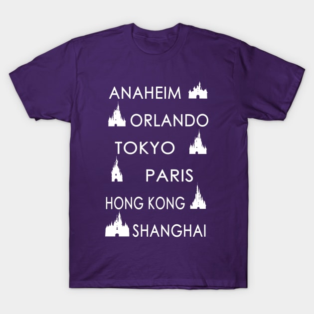 My Cities (White on Color) T-Shirt by DevonDisneyland